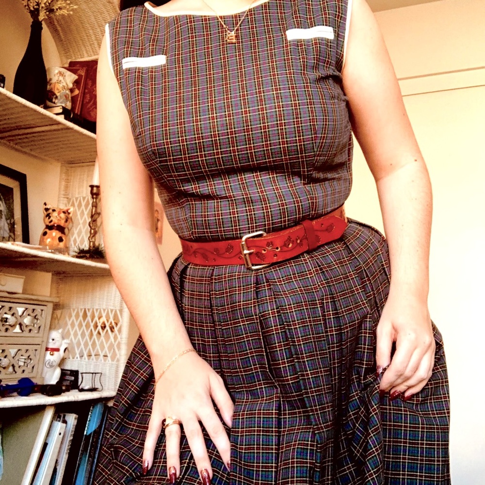 Vintage early 1960s cotton plaid dress